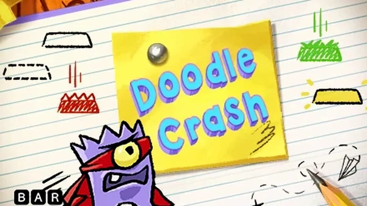 Interface do jogo Doodle Crash com design minimalista